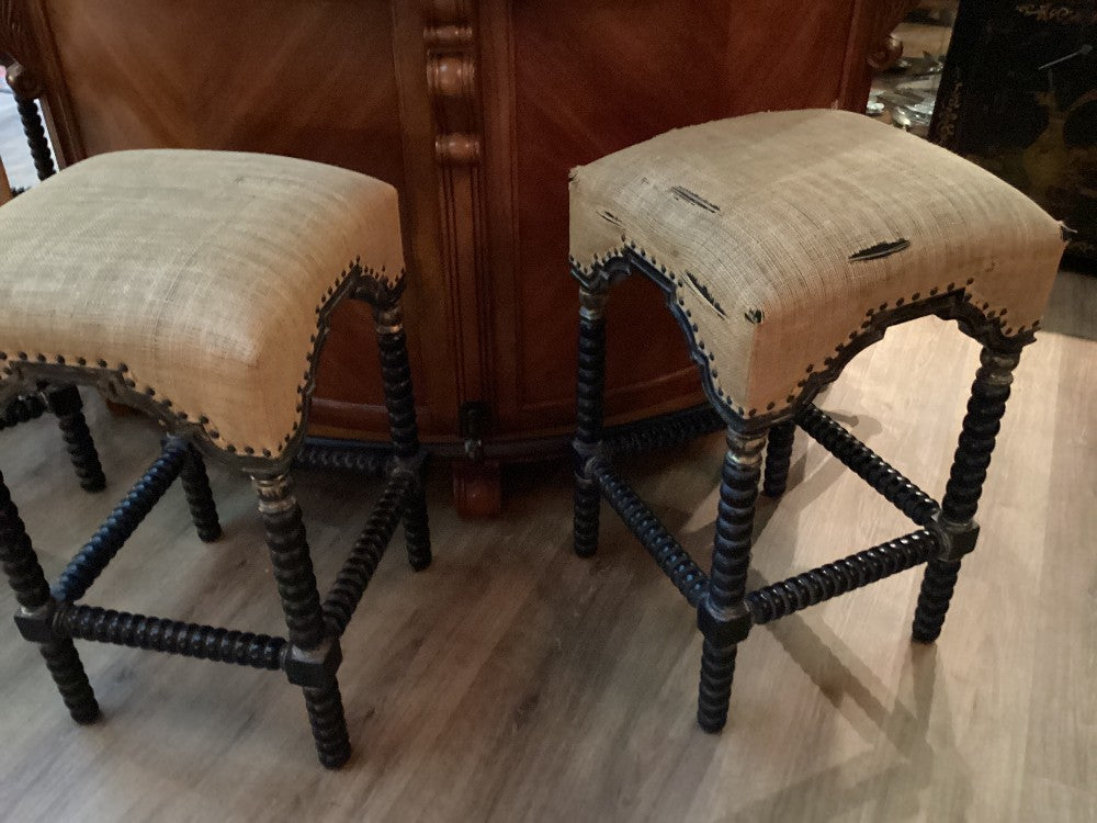 4 burlap barstools|3362