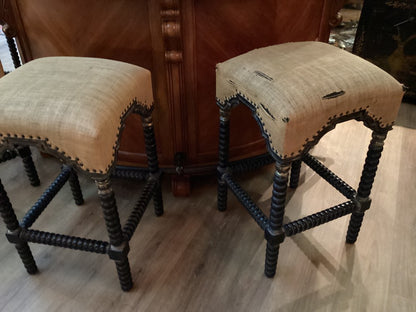 4 burlap barstools|3362