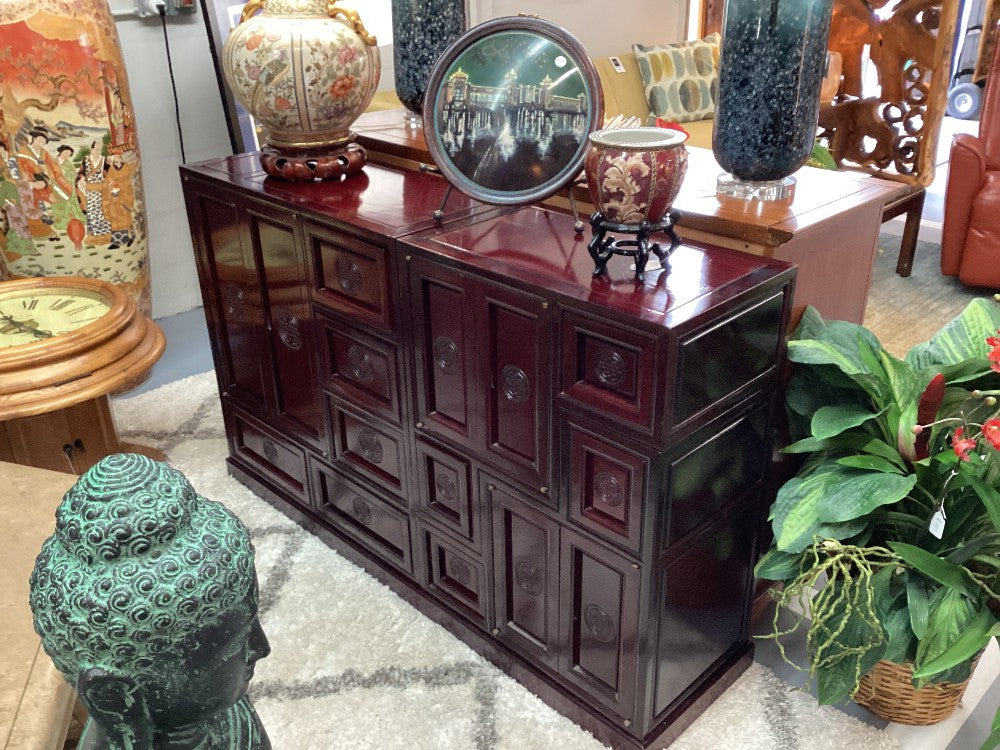 Asian rosewood console with 2 way sliding drawers|3392