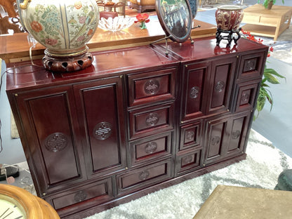 Asian rosewood console with 2 way sliding drawers|3394