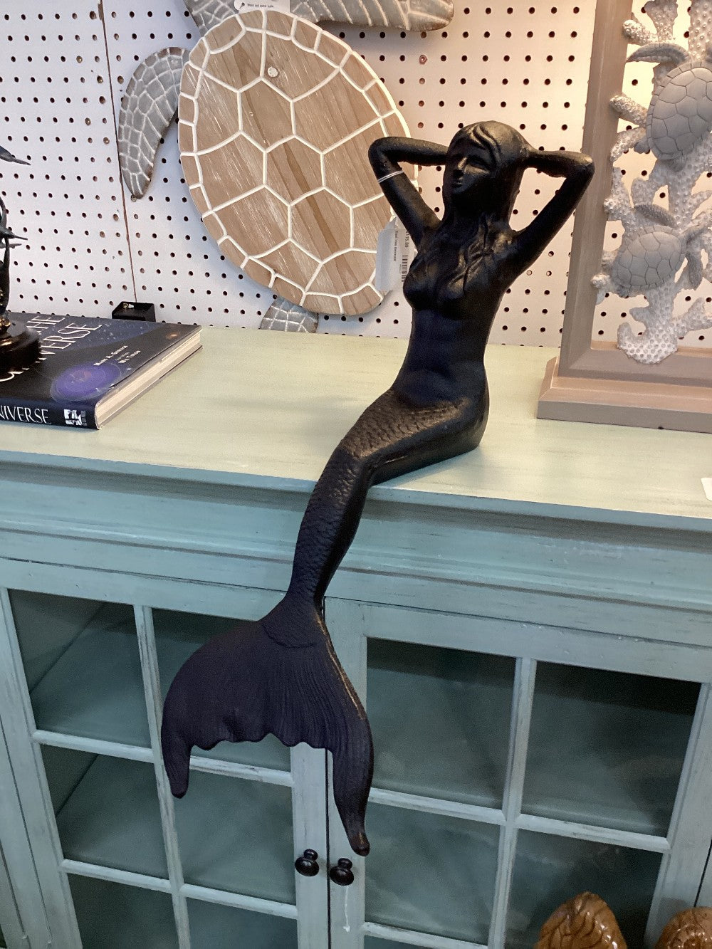 Black cast iron sitting mermaid  18 H  14D|3436