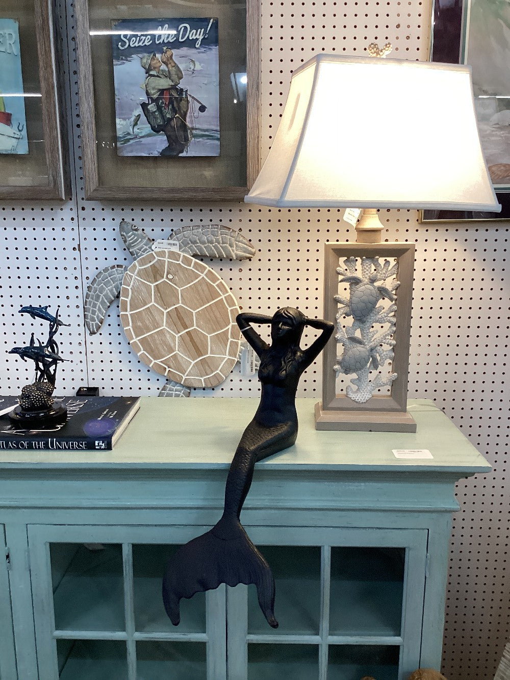 Black cast iron sitting mermaid  18 H  14D|3437