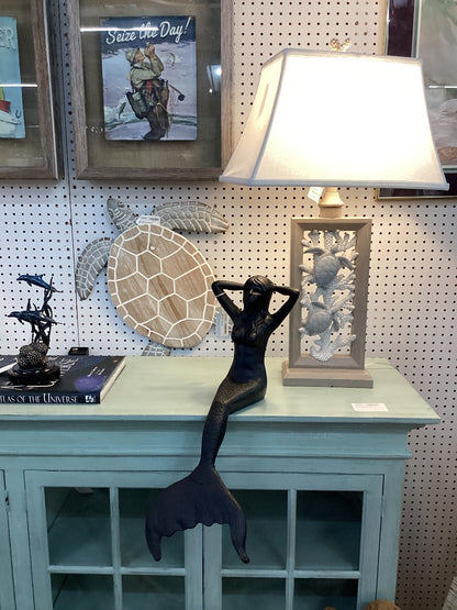 Black cast iron sitting mermaid  18 H  14D|3437