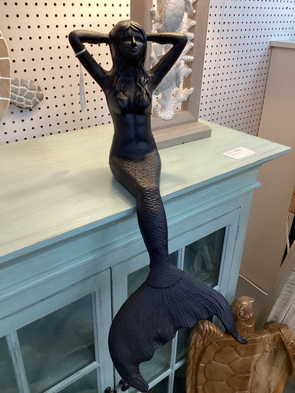 Black cast iron sitting mermaid  18 H  14D|3438