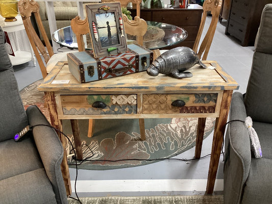 Rustic 2 drawer console table. 40 L. 16 D. 32 H|3471