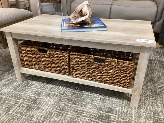 Walker Edison Coffee table w/ 2 baskets. 40 L 22D 18 H|3476