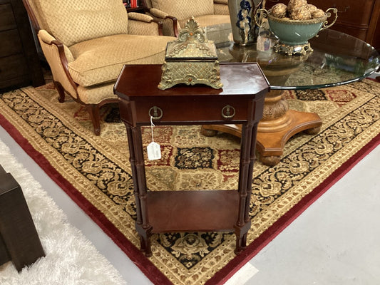 Vintage Bombay style side table. 19 1/2 L. 11 D. 29 H|3478