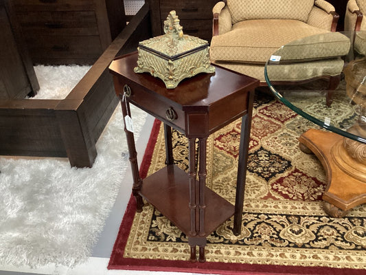 Vintage Bombay style side table. 19 1/2 L. 11 D. 29 H|3479