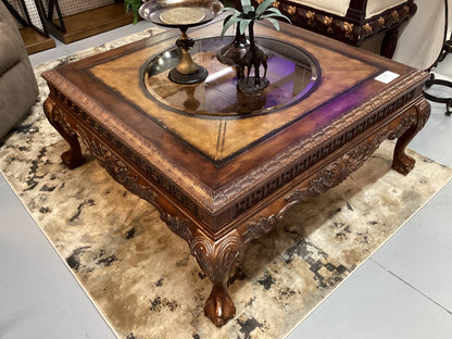 Coffee table with glass inlay 42 X 42|3483
