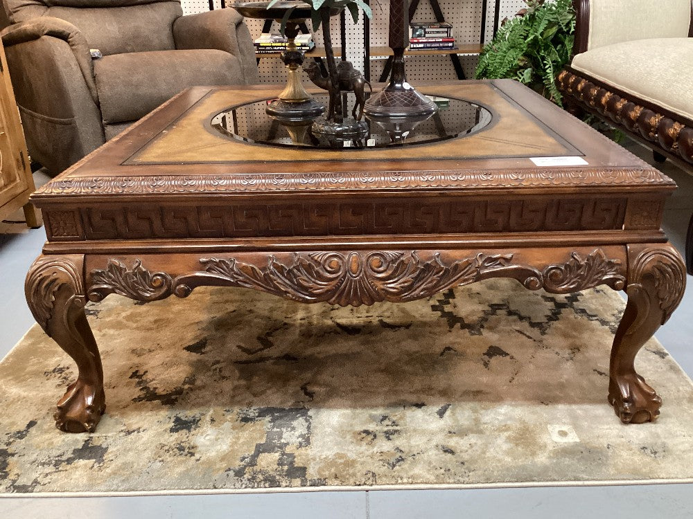 Coffee table with glass inlay 42 X 42|3484
