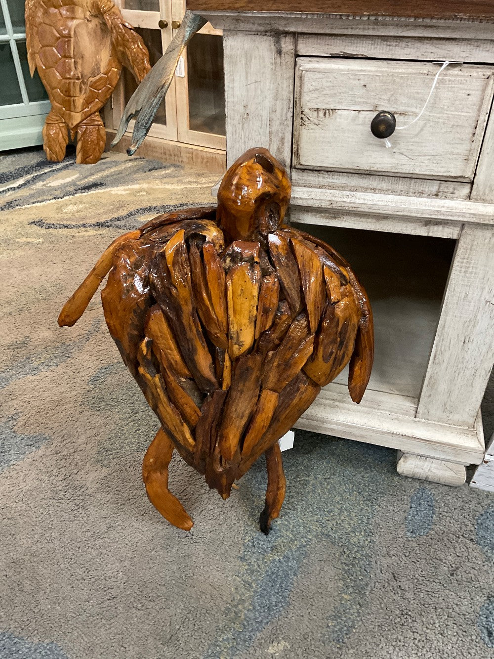 Teak turtle. L 21in. W. 16|3499