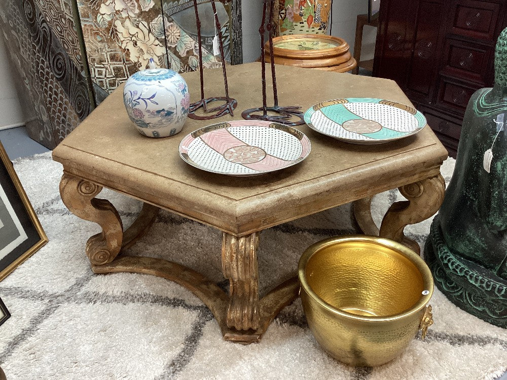 Stone top octagon coffee table|3521