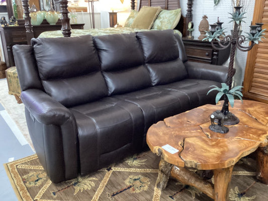 Brown leather electric reclining sofa|3523