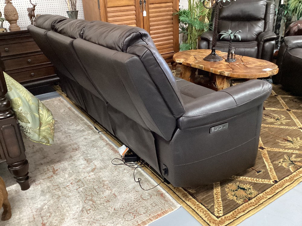 Brown leather electric reclining sofa|3525