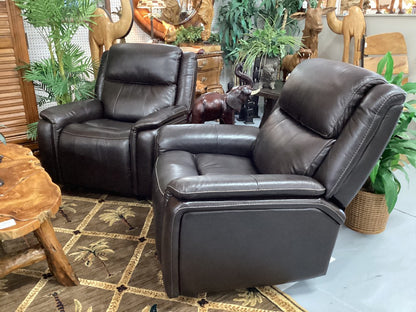 Brown leather electric recliner|3526
