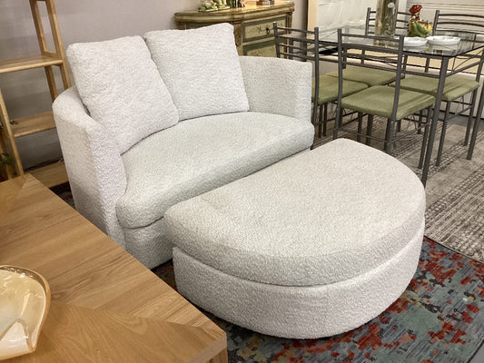 Half moon oversized chair w/ storage Ottoman|3531
