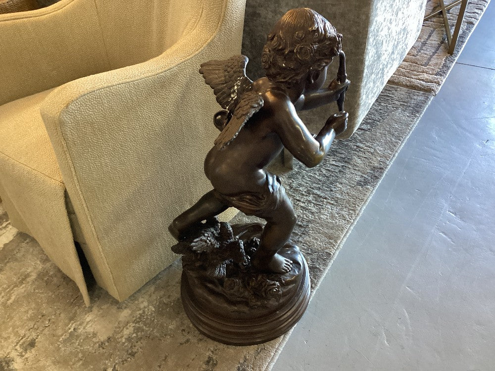 J. Daste signed bronze cherub statue|3544