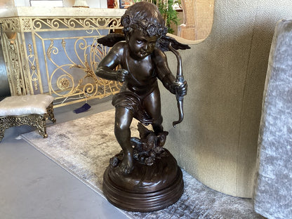 J. Daste signed bronze cherub statue|3545