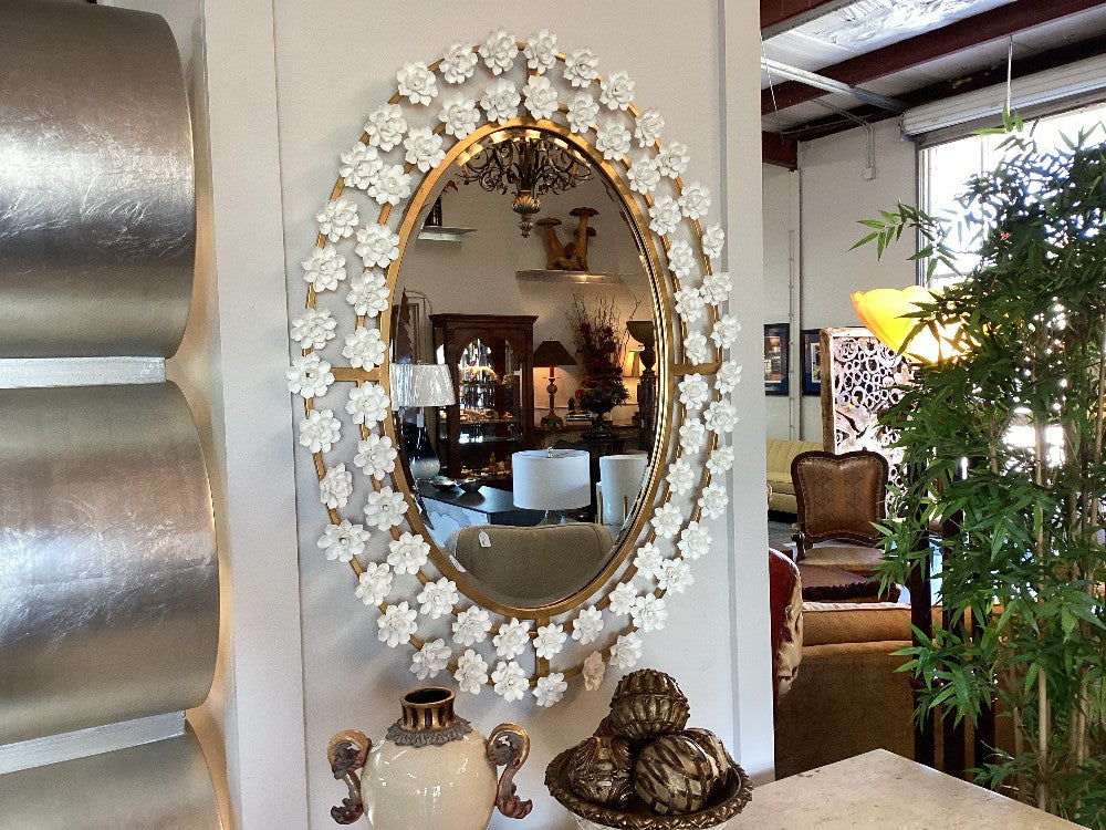 Porcelain flower framed mirror|3546