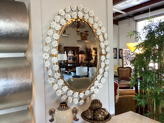 Porcelain flower framed mirror|3546