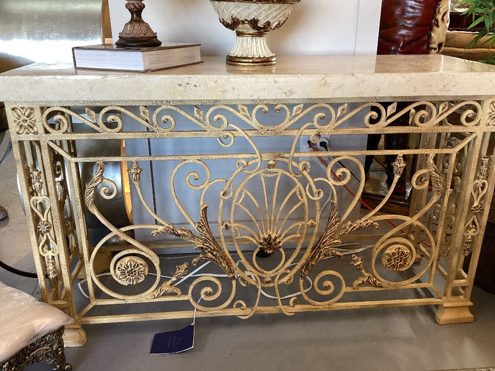 Marble top metal console table|3553