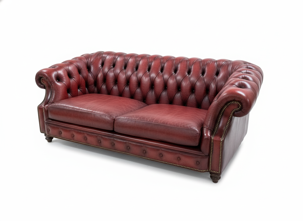 Red leather chesterfield sofa