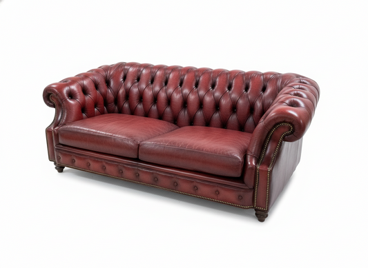 Red leather chesterfield sofa