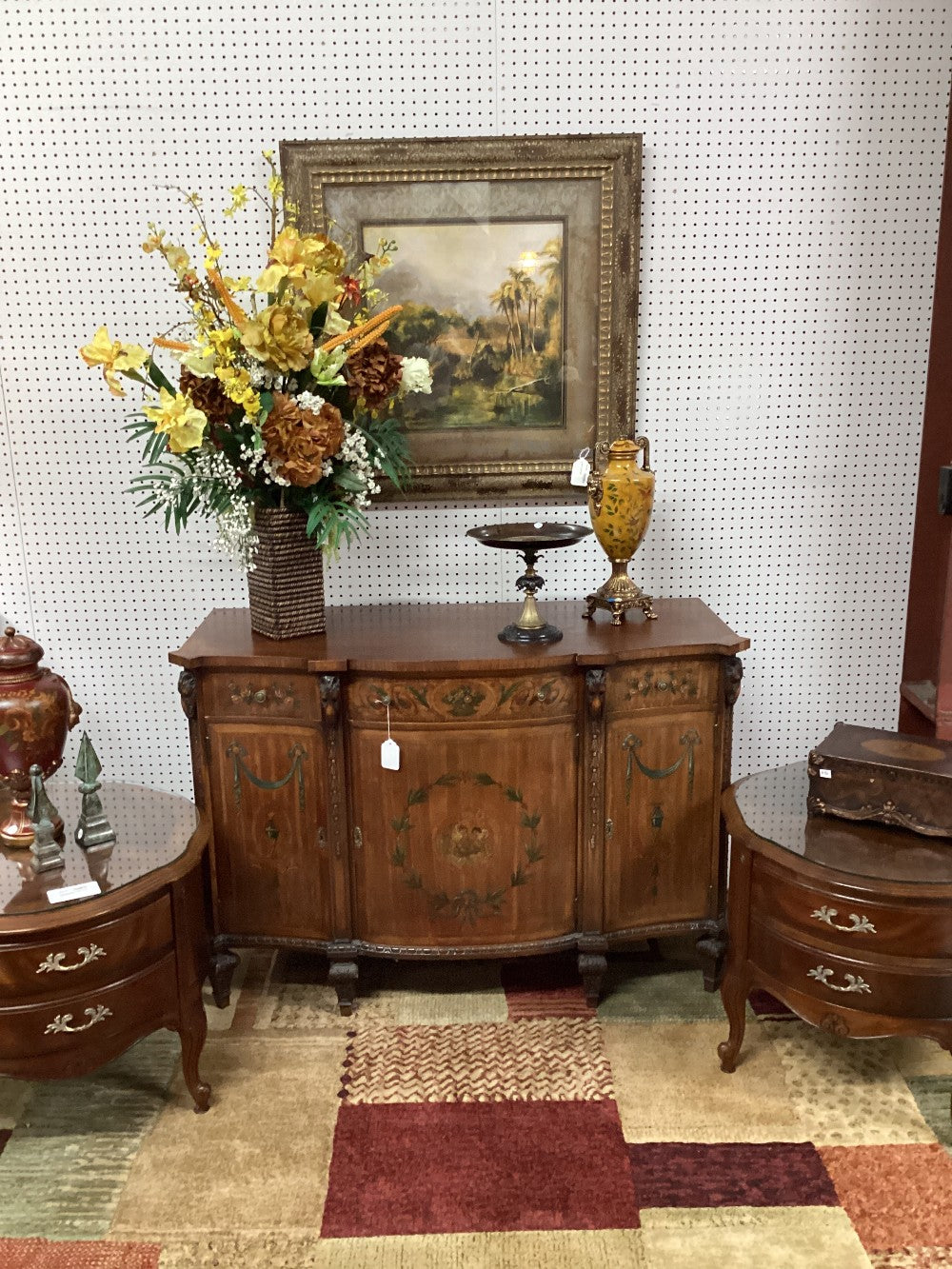 Antique English Adams Paint Decorated Server. 51 L. 22 D. 35 H|3577