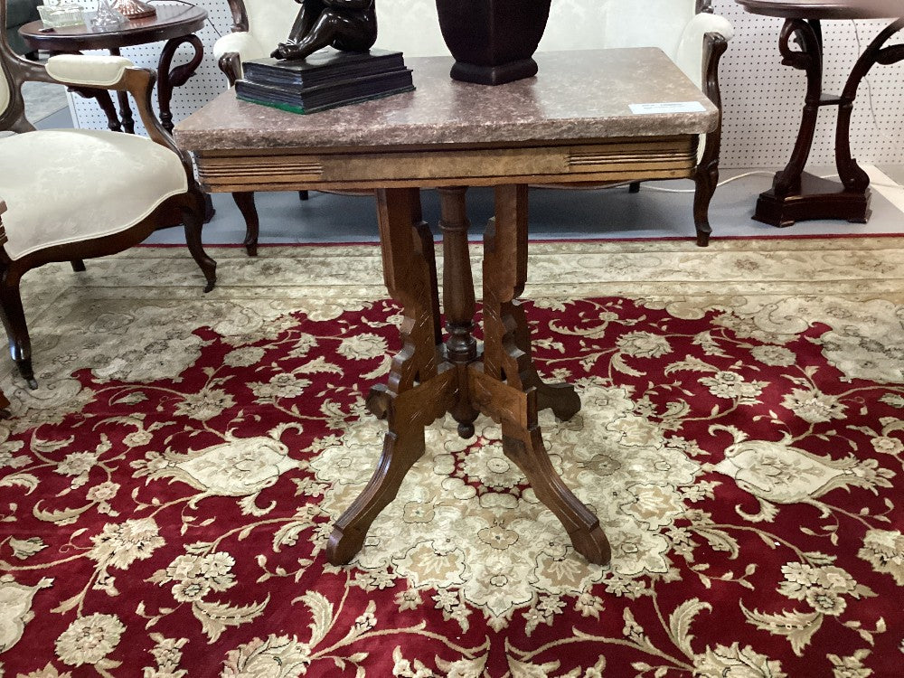 Marble Top Eastlake Style Parlor Table|3635