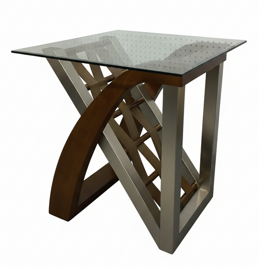 Modern Wood and Metal Side Table