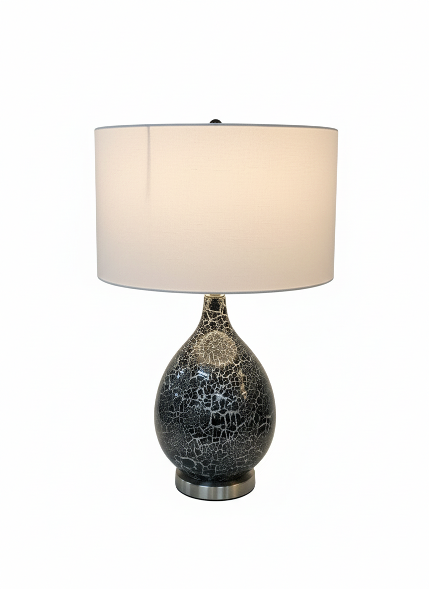 Lux Lighting Quinn 28 Grey-Silver Glass Lamp