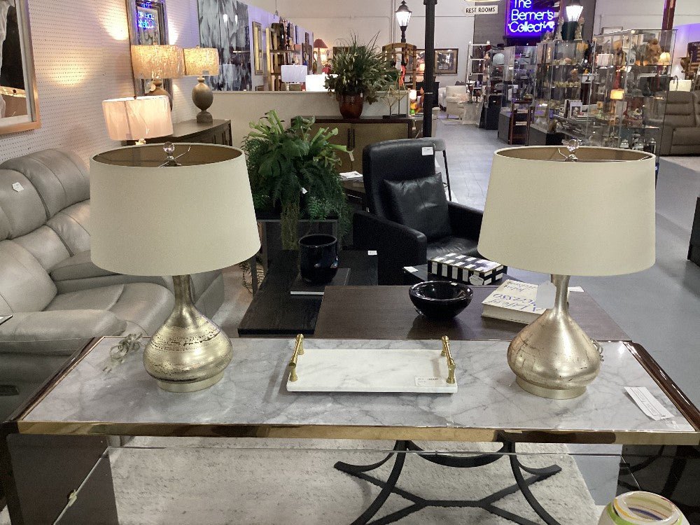 Pair Belle 26in Champagne/Metalic Bronze Table Lamp|3716