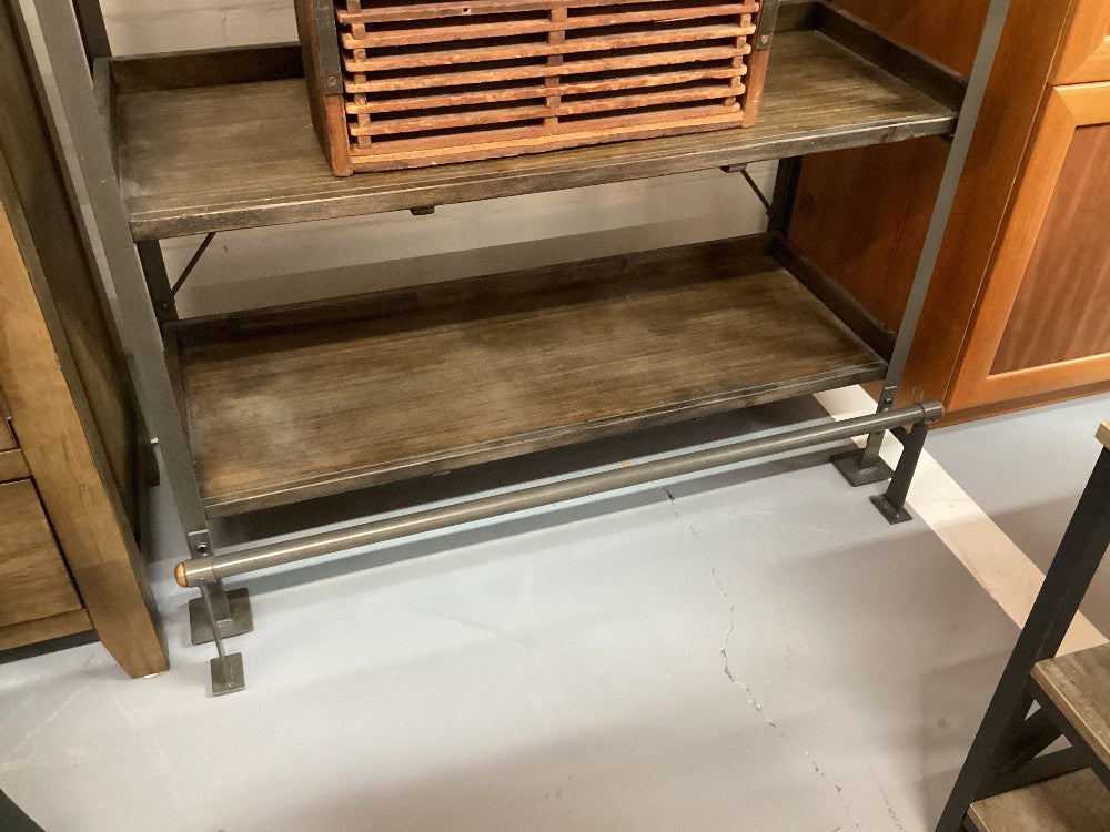 Rustic wood and metal bookshelf 42x15|3728