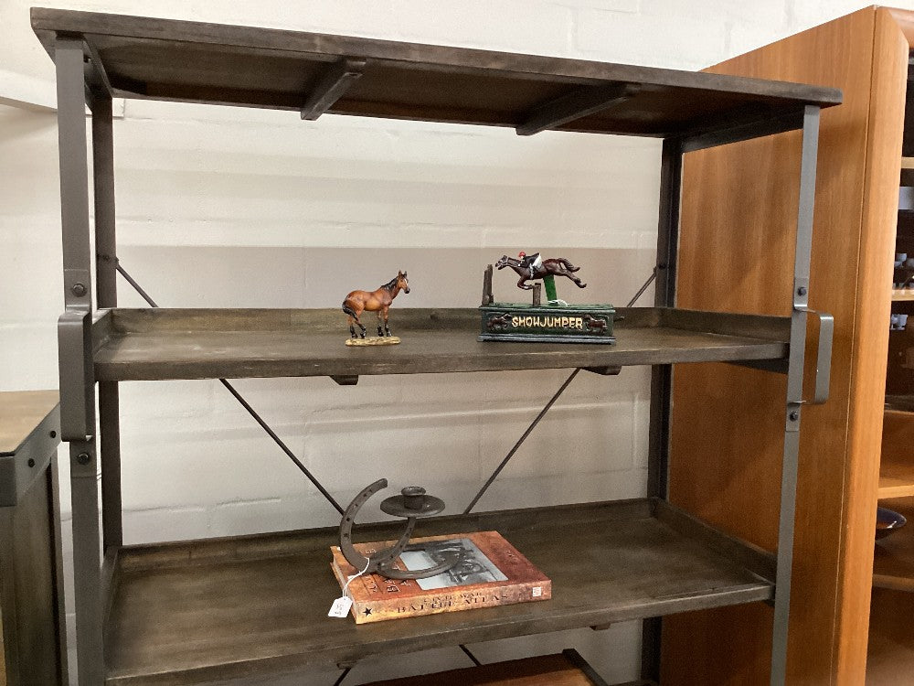 Rustic wood and metal bookshelf 42x15|3729