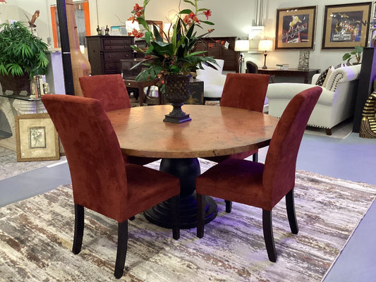 Copper table with four chairs|3736