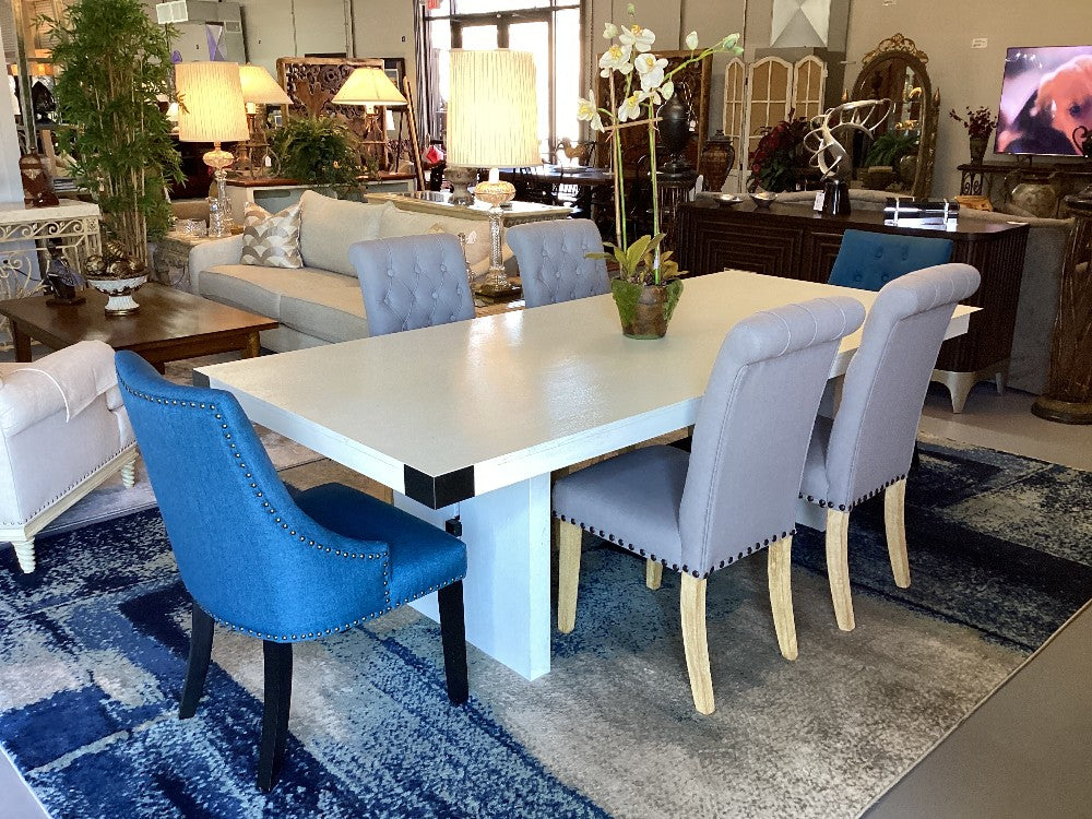 Modern White Dining Table w/ 6 Chairs|3804
