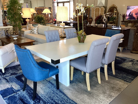Modern White Dining Table w/ 6 Chairs|3804