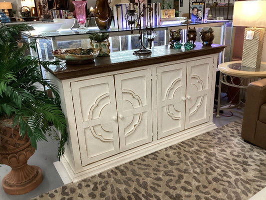 Distressed White Console|3805