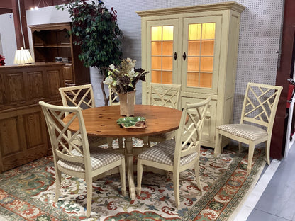 Country French dining table w 6 chairs and China cabinet|3827
