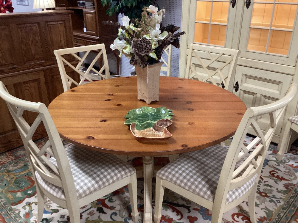 Country French dining table w 6 chairs and China cabinet|3828