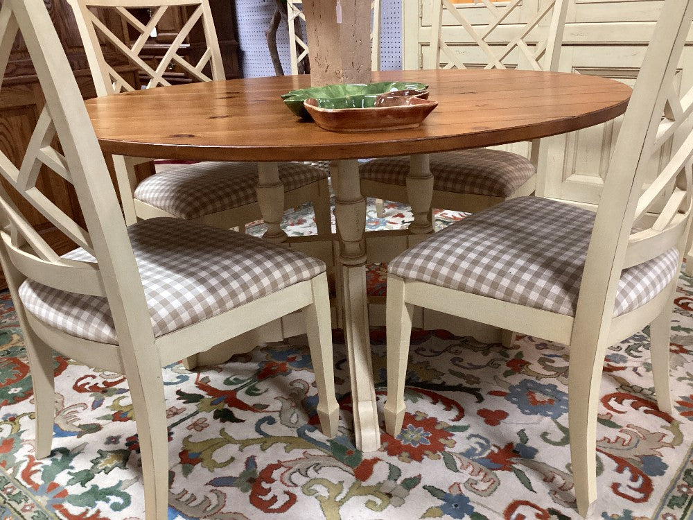 Country French dining table w 6 chairs and China cabinet|3830