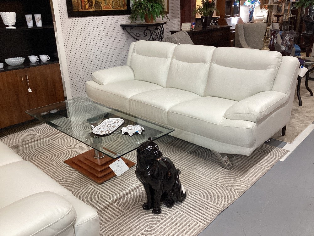 White Leather Sofa/Loveseat|3857