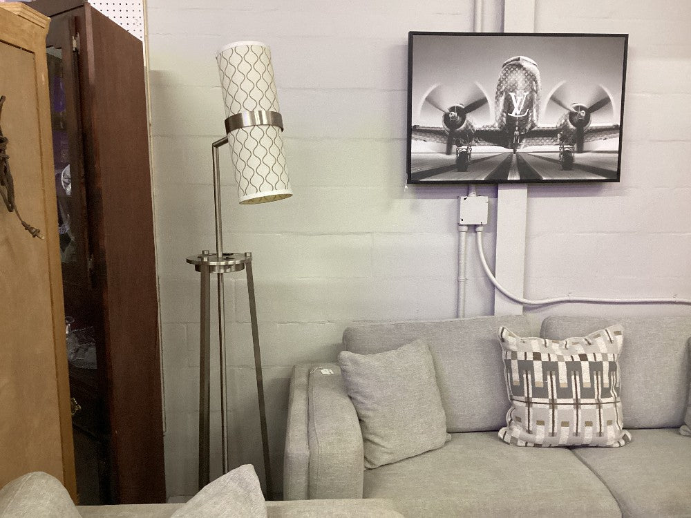 Satin nickel floor lamp|3869