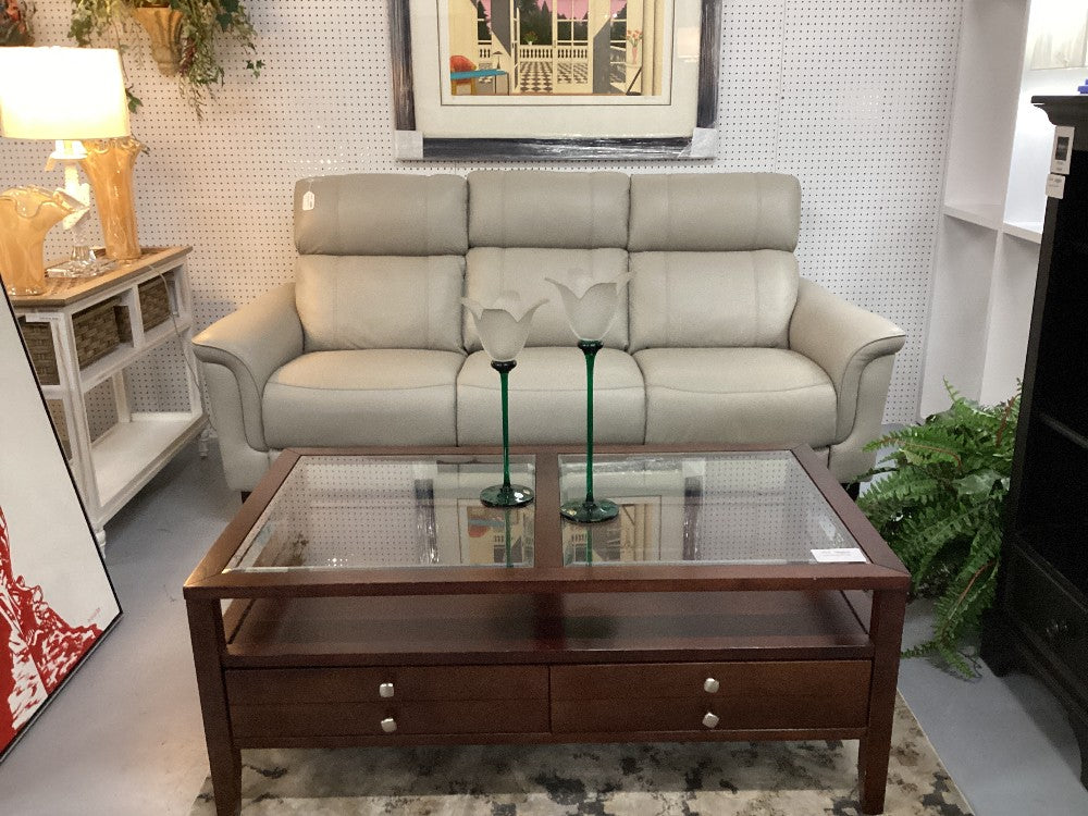 Cindy Crawford Gray Leather Sofa|3870