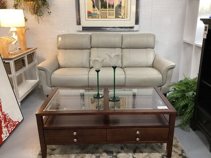 Cindy Crawford Gray Leather Sofa|3870