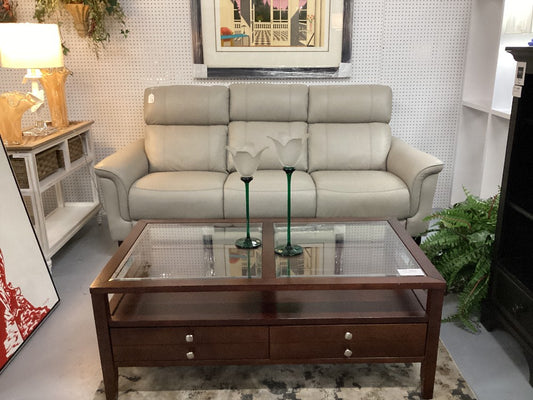 Cindy Crawford Gray Leather Sofa|3870