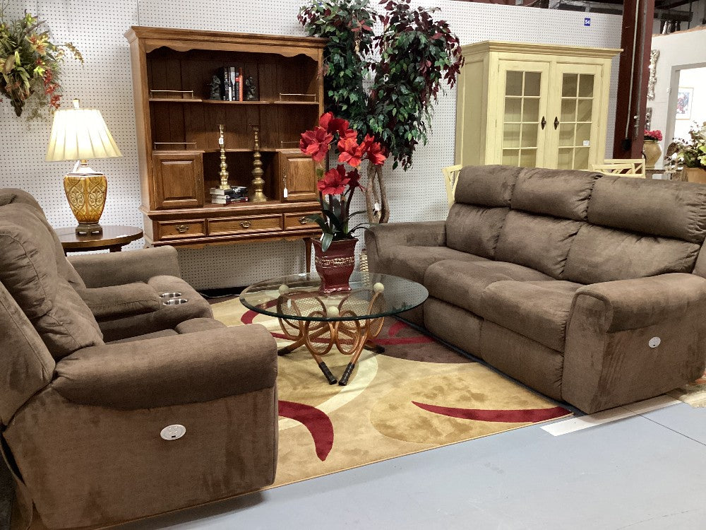 Brown sofa and loveseat|3882