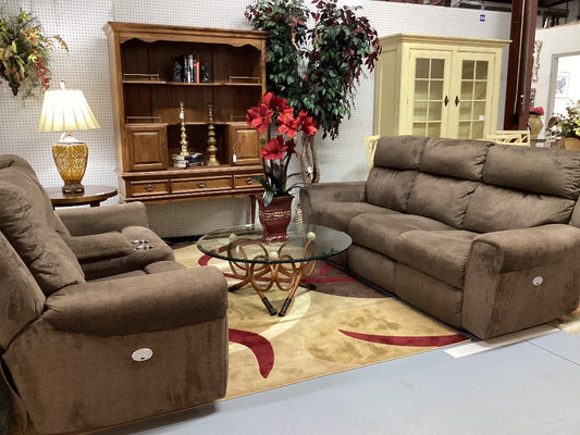 Brown sofa and loveseat|3882