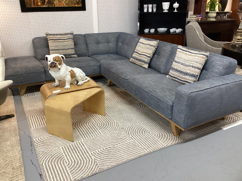 Blue fabric sectional|3909