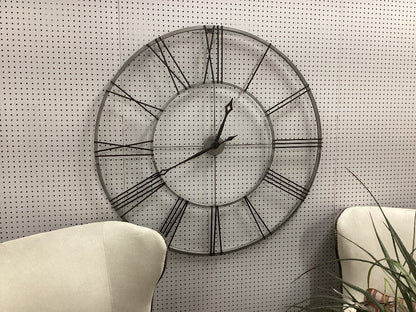 Large metal Roman numeral wall clock|3917